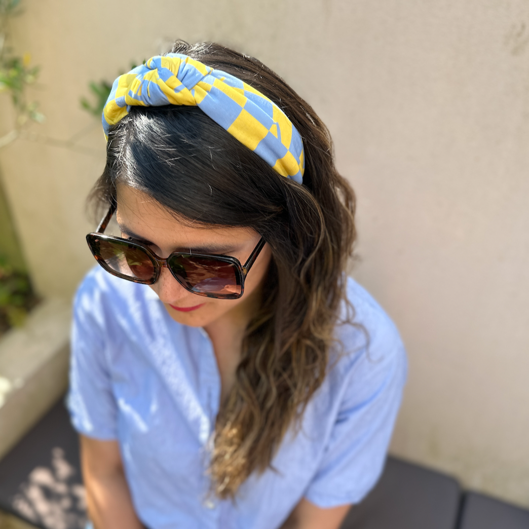 Classic Twist Alice Headband - Liberty of London Yellow Liberty Letters print