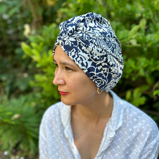 Little Susan Turban Hat - Graphic Navy Gatsby print by Liberty of London