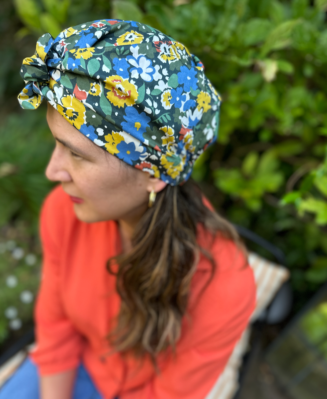 Ladies Turban Hat - Liberty of London Green Floral