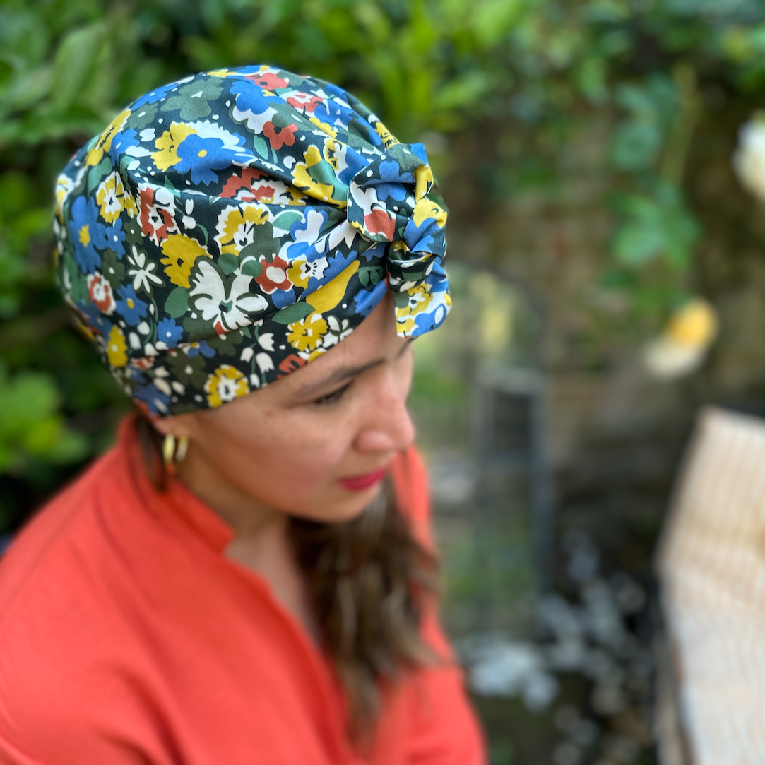 Ladies Turban Hat - Liberty of London Green Floral