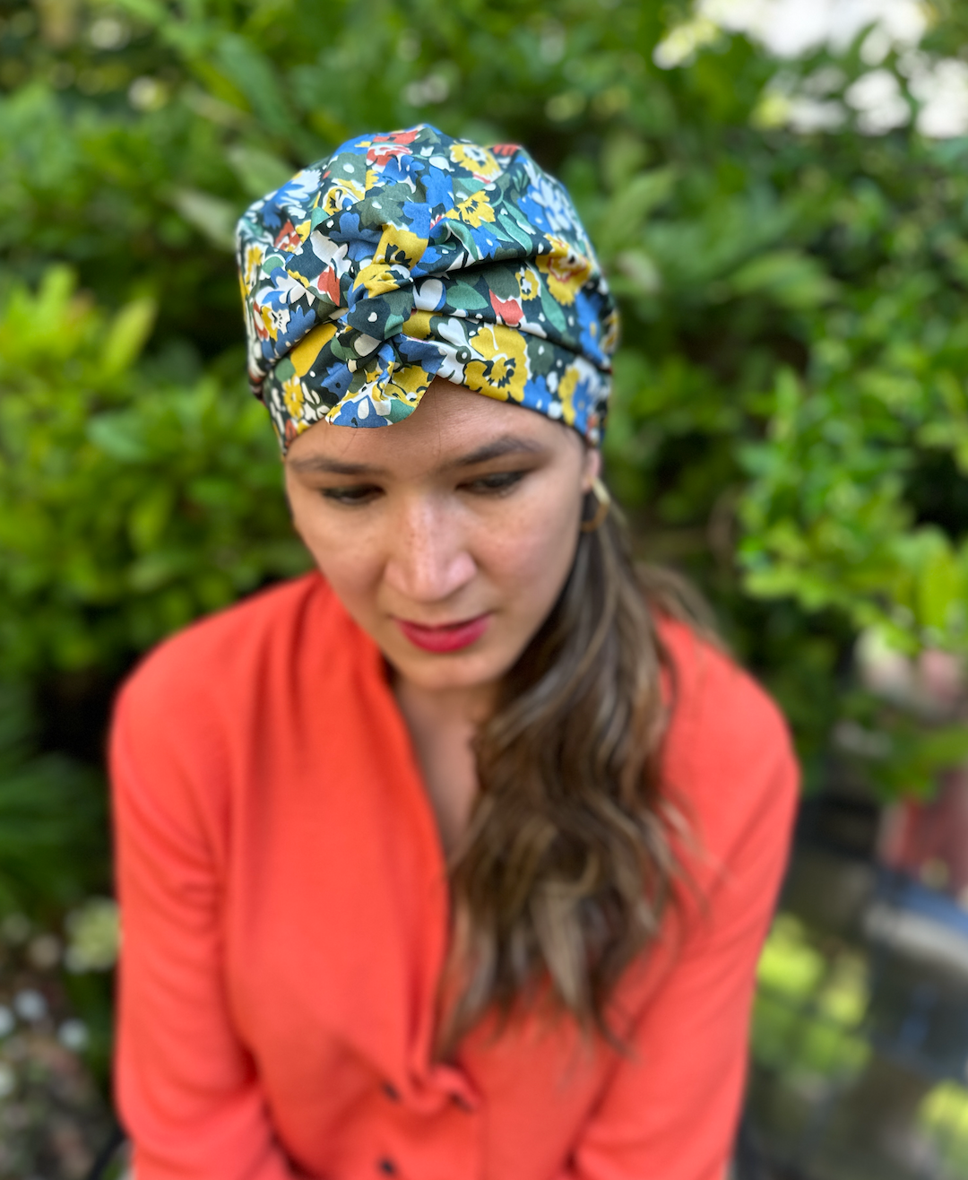 Ladies Turban Hat - Liberty of London Green Floral