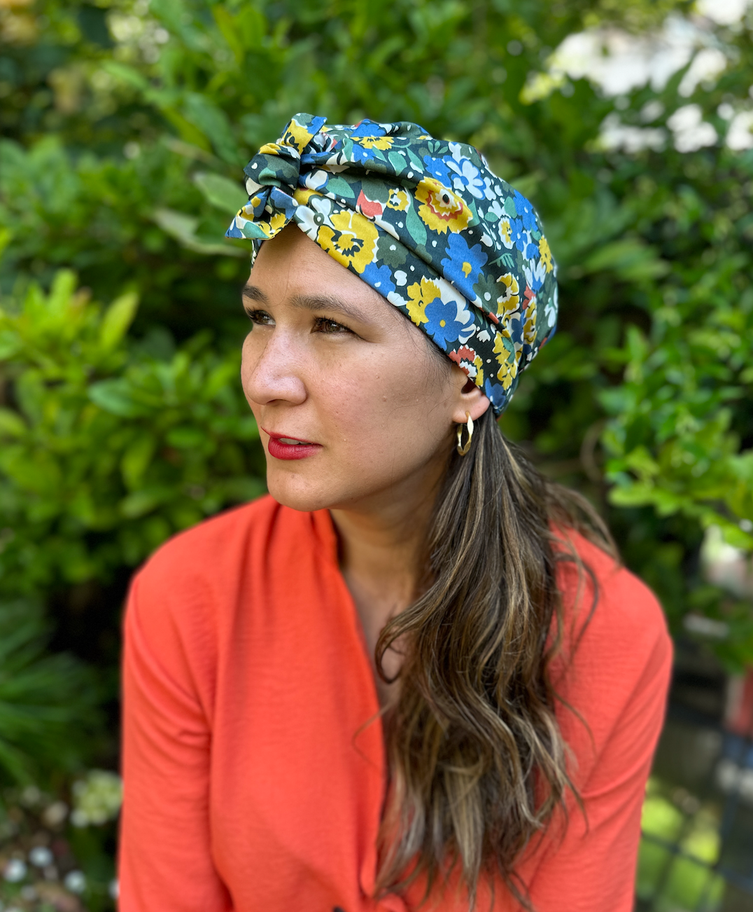 Ladies Turban Hat - Liberty of London Green Floral