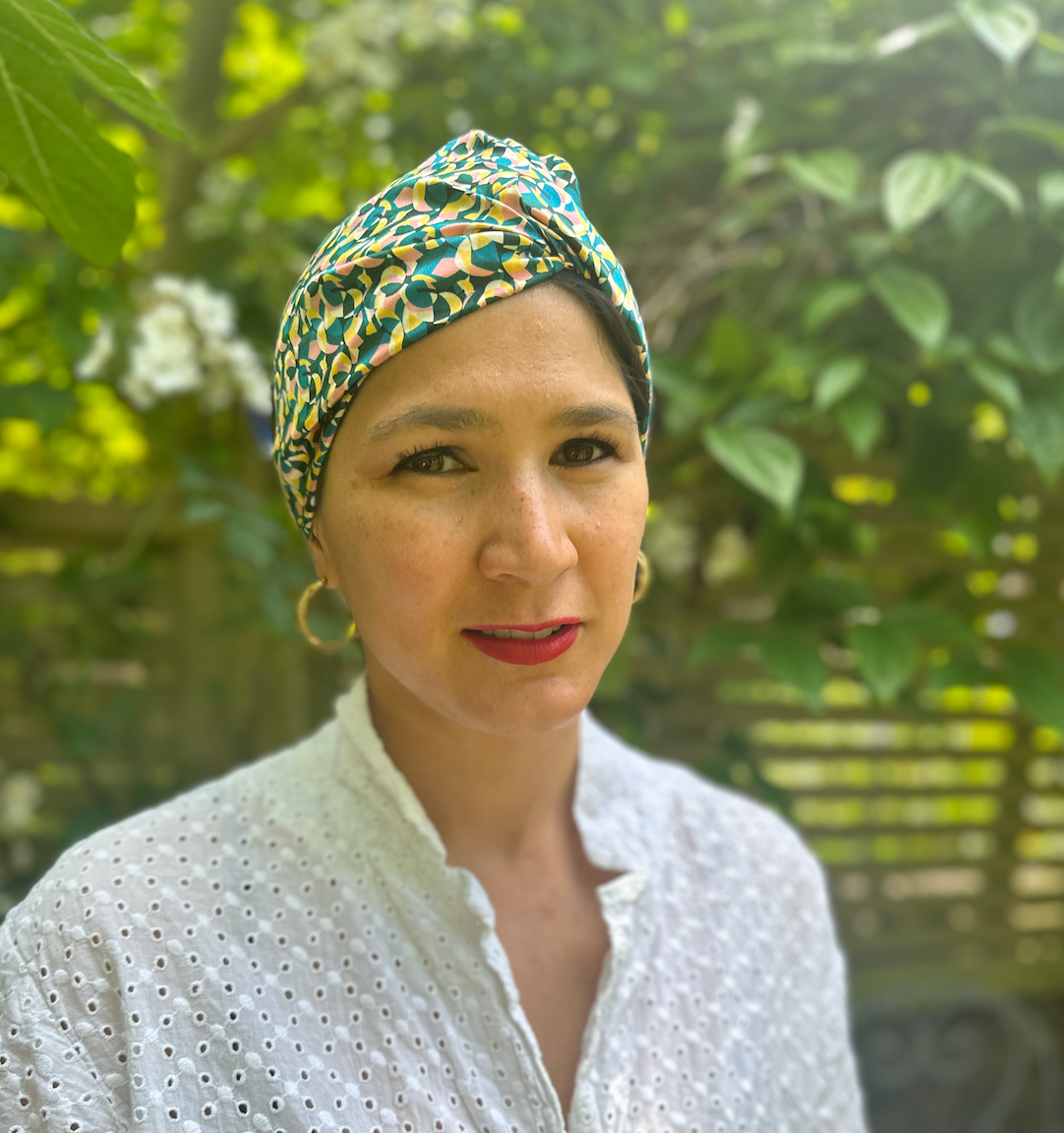 Small Twisted Silk Turban & Head wrap - Liberty of London Artist Bounce Graphic printed silk satin