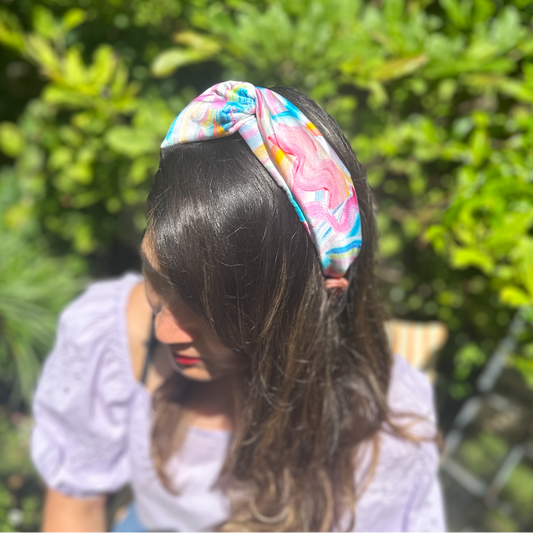 Luxury Silk Twisted Alice band - Grafitti Liberty Artist print on Silk-Satin - Silk & Lawn