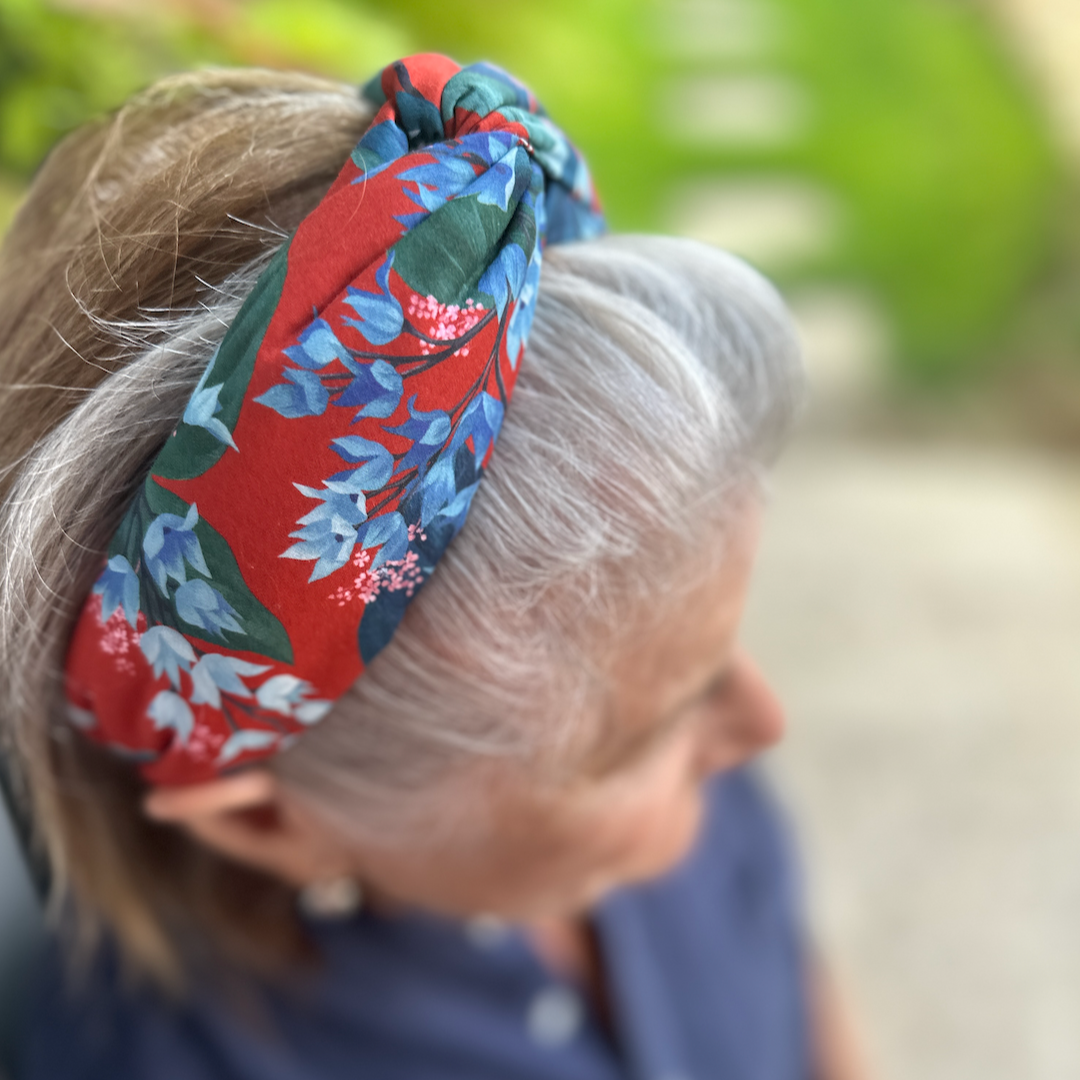 Twisted Alice Headband - Liberty of London Red Osterley print