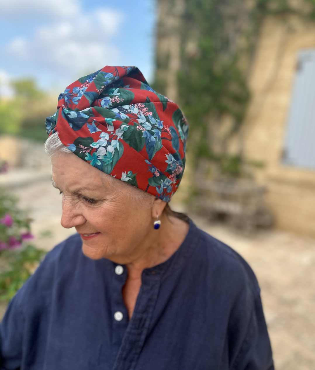 Little Susan Turban Hat - Liberty of London Red Osterley print