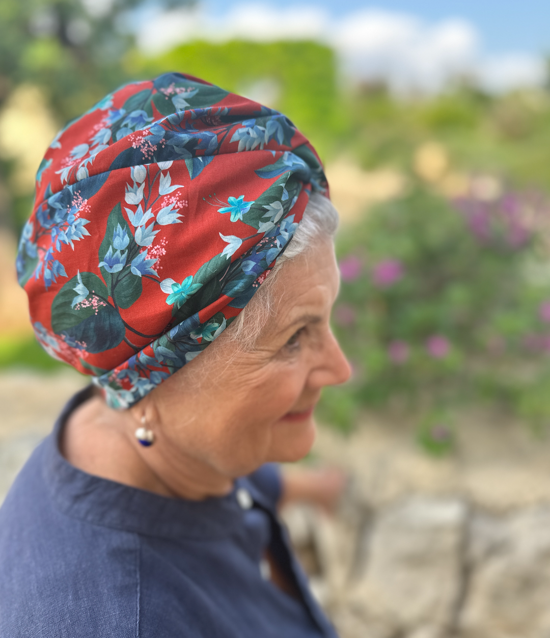 Little Susan Turban Hat - Liberty of London Red Osterley print