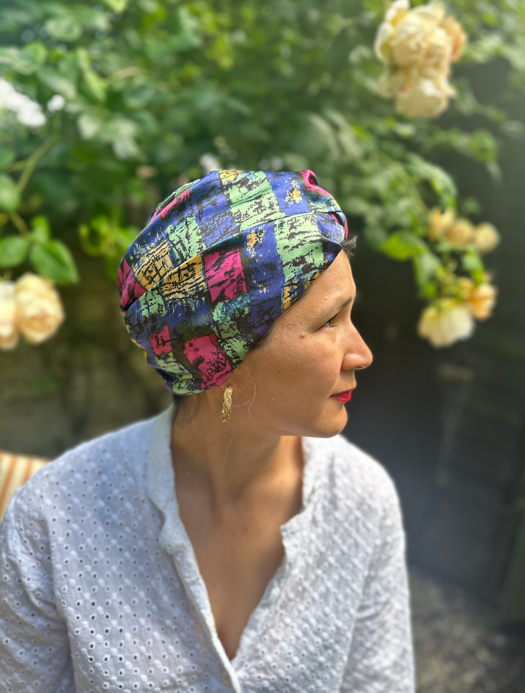 Little Susan Twisted Silk Turban & Head wrap - Liberty of London Artist Althea Graphic silk satin