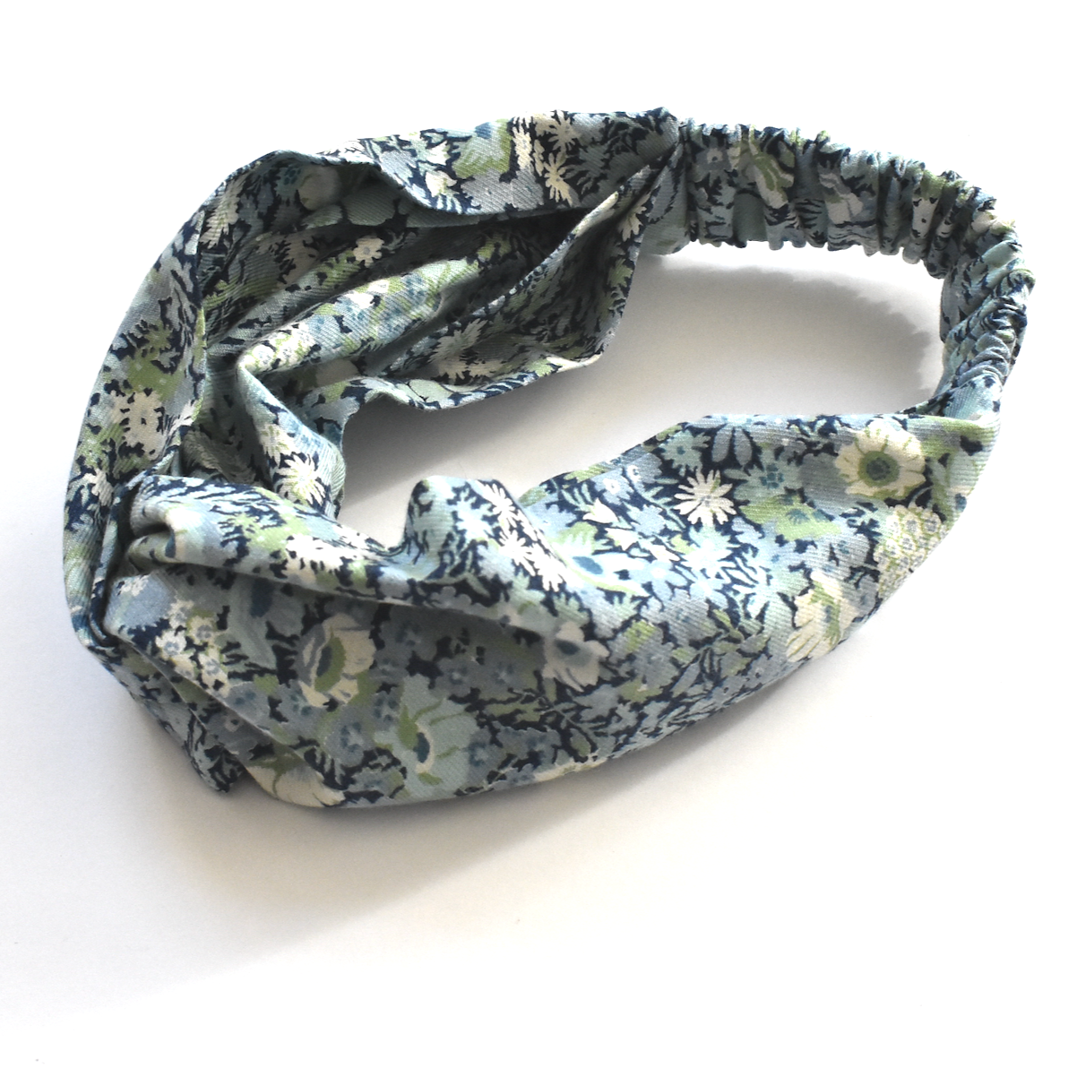 Twisted Turban hairband in Blue Thorpe Floral Liberty of London Lantana