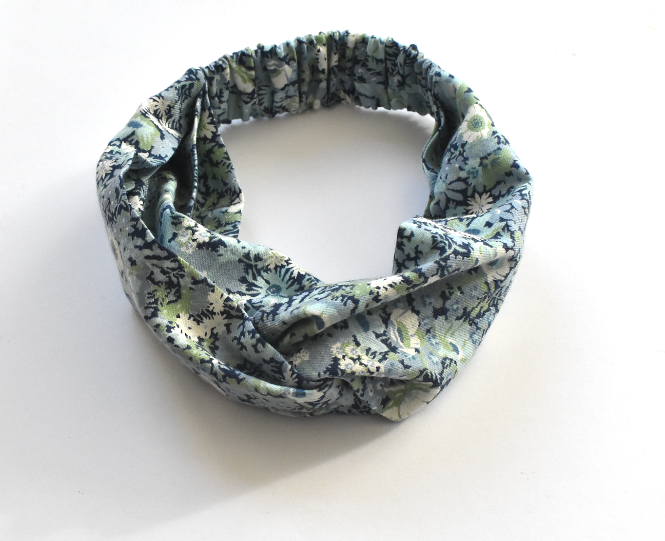 Twisted Turban hairband in Blue Thorpe Floral Liberty of London Lantana