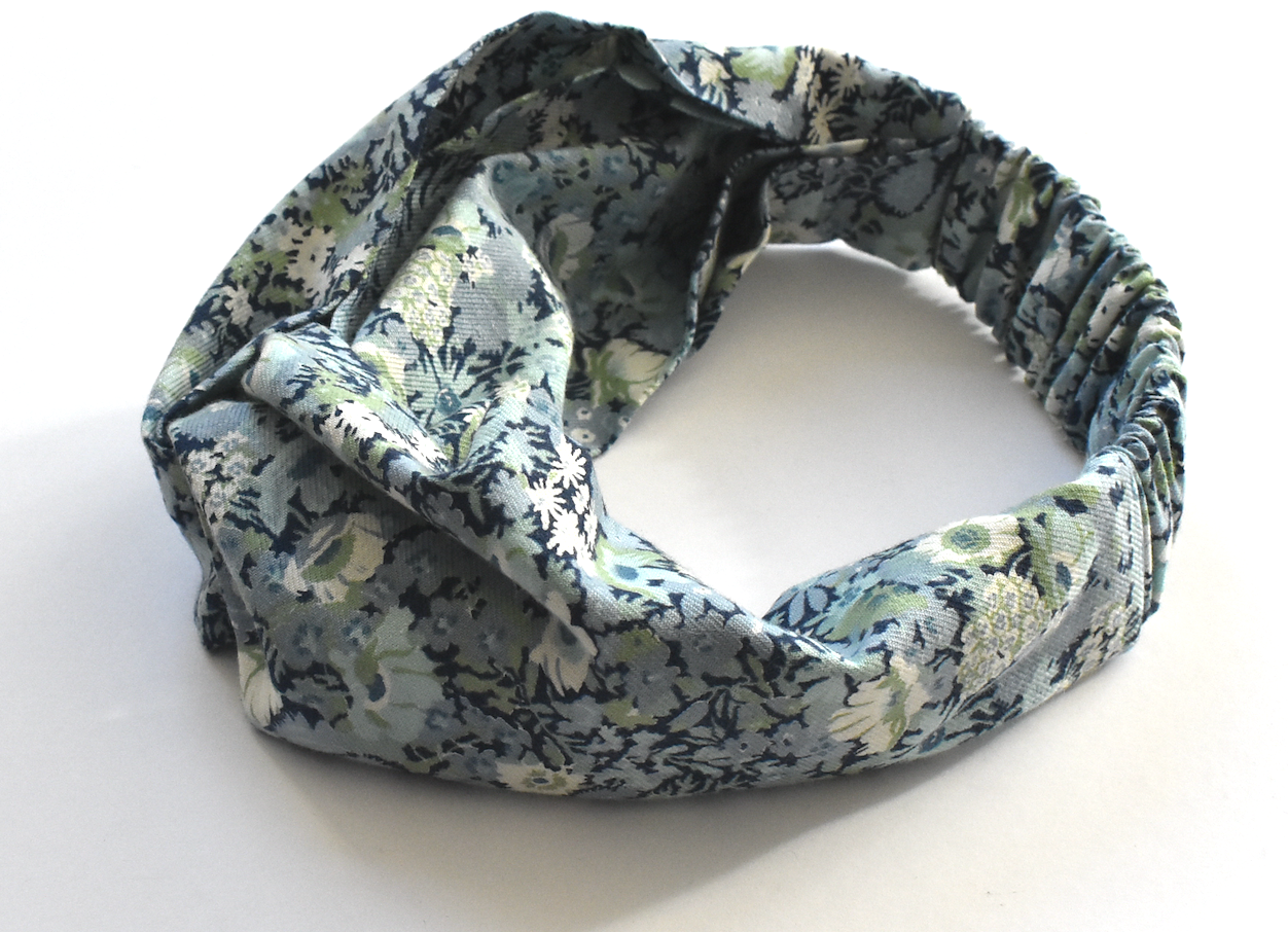 Twisted Turban hairband in Blue Thorpe Floral Liberty of London Lantana