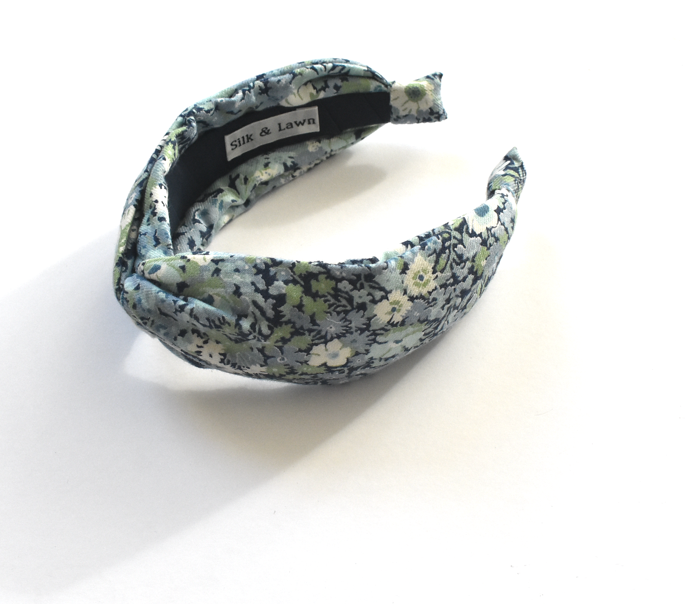 Twisted Turban hairband in Blue Thorpe Floral Liberty of London Lantana