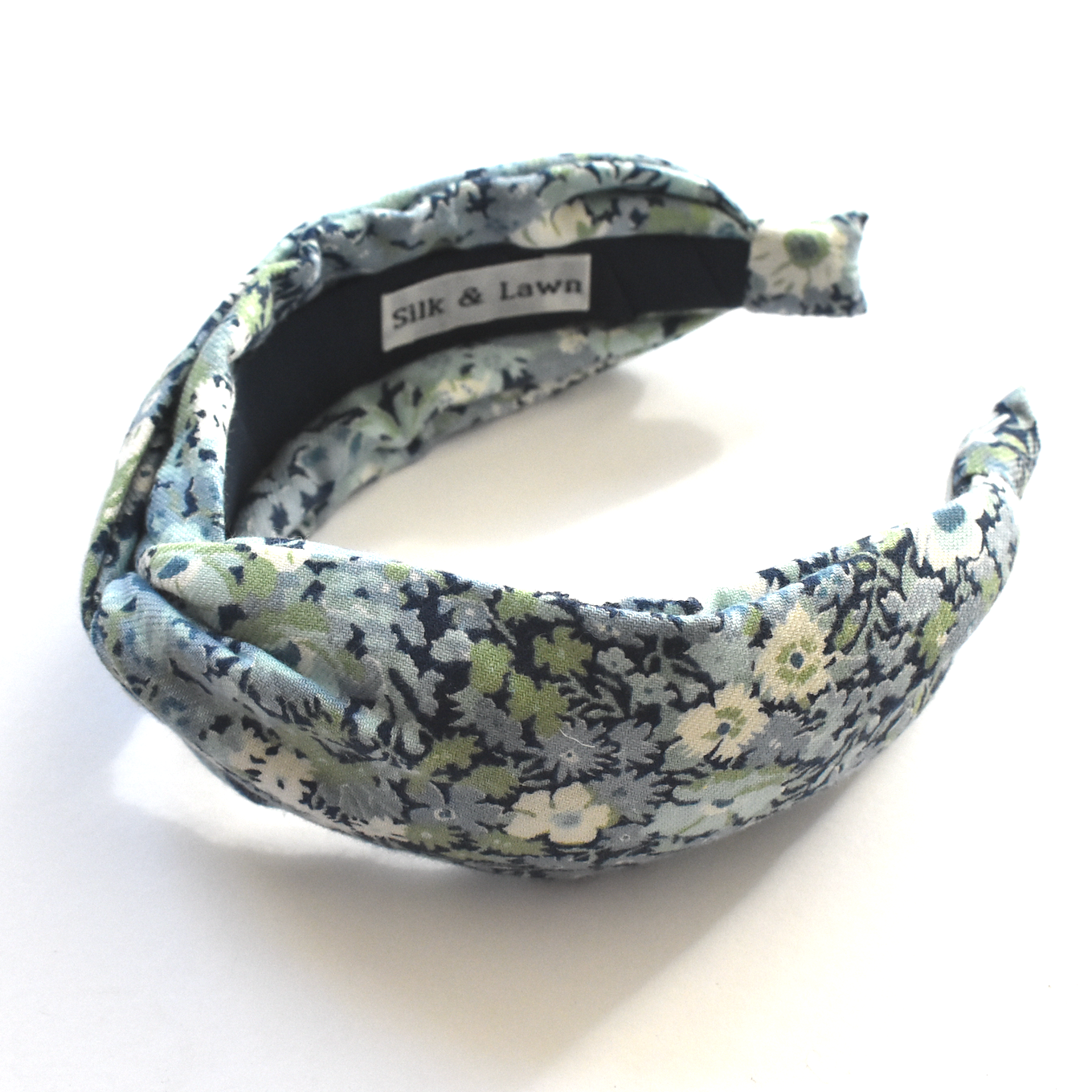 Twisted Turban hairband in Blue Thorpe Floral Liberty of London Lantana