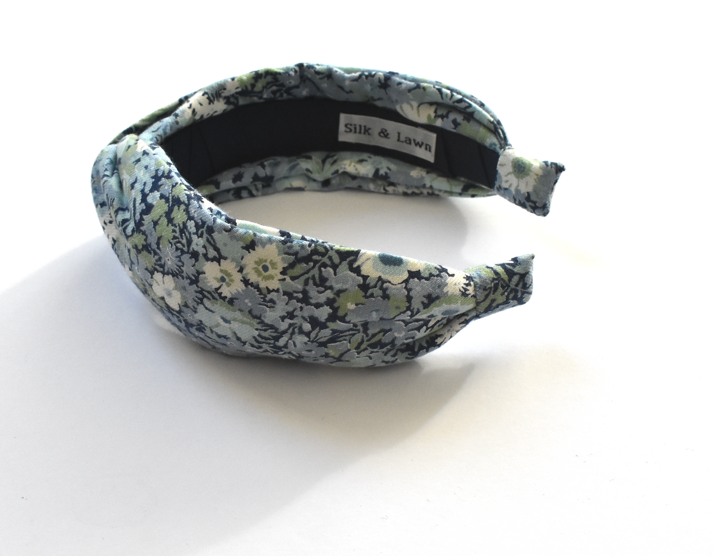 Twisted Turban hairband in Blue Thorpe Floral Liberty of London Lantana