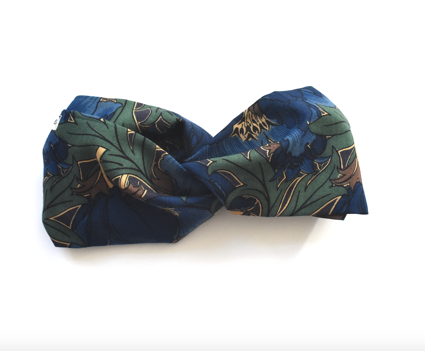 Twisted Turban hairband - Vintage Liberty of London Blue William Morris print in Varuna wool