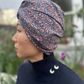 Little Susan Turban Hat in purple Adriatic Liberty print in Lantana (cotton & wool blend) (LARGE) - Silk & Lawn
