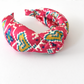 Silk Alice band - Pink Tapestry Hearts Liberty of London Artist Silk  - Twisted or Knot - Silk & Lawn