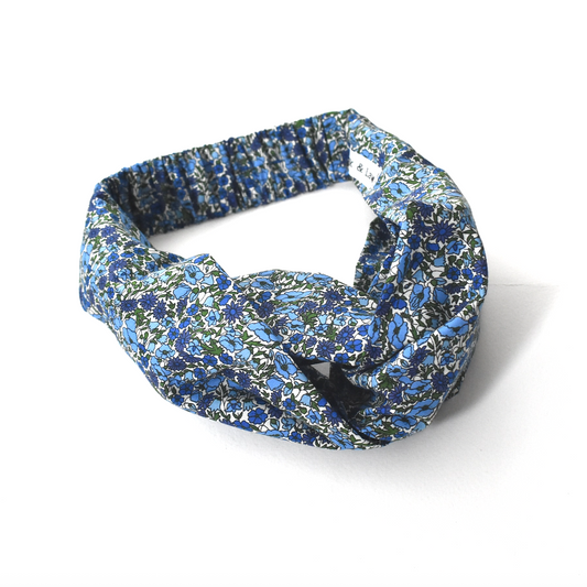 Twisted Turban Headband - Liberty of London Blue Poppy floral print
