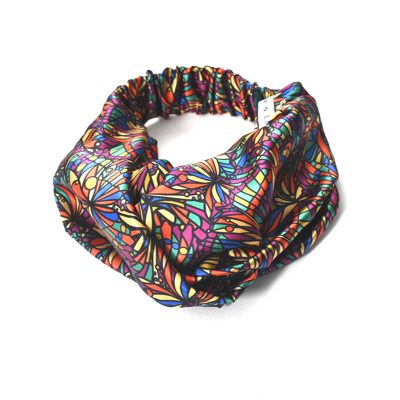 Silk Twisted Turban hairband and neck scarf in Liberty of London Jewel Silk Satin - 100% silk