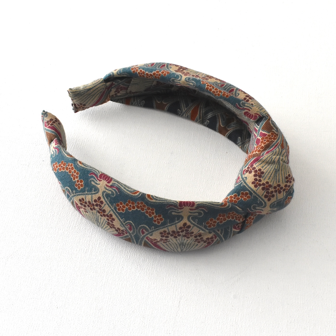 Ladies Knot or Twisted Alice band - Liberty of London Rust William Morris Ilanthe print