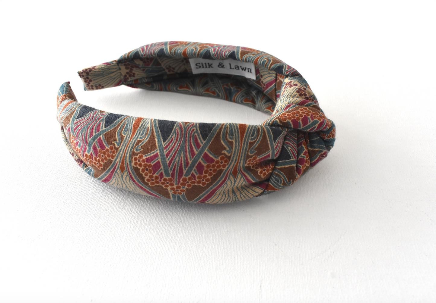 Ladies Knot or Twisted Alice band - Liberty of London Rust William Morris Ilanthe print