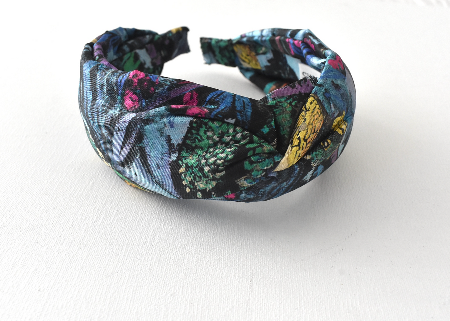 Luxury Silk Twill Twisted or Knot Alice band in Liberty of London Birds in blue