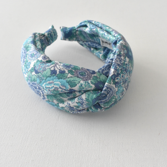 Ladies Knot or Twisted Alice band - Liberty of London Blue Elysian Lantana print (cotton & wool blend)