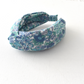 Ladies Knot or Twisted Alice band - Liberty of London Blue Elysian Lantana print (cotton & wool blend) (TWISTED) - Silk & Lawn