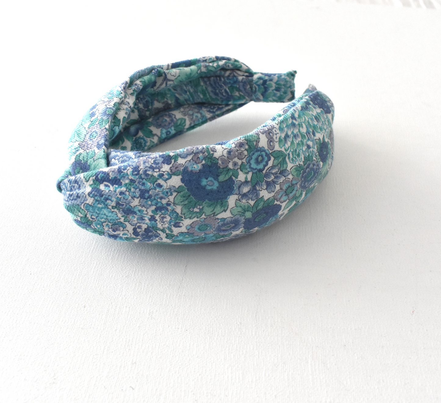 Ladies Knot or Twisted Alice band - Liberty of London Blue Elysian Lantana print (cotton & wool blend)
