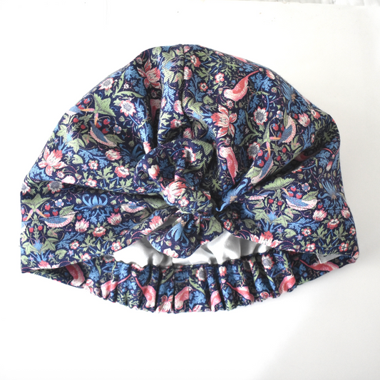 Ladies Turban Hat - classic William Morris Strawberry thief by Liberty London- Lantana cotton & wool blend