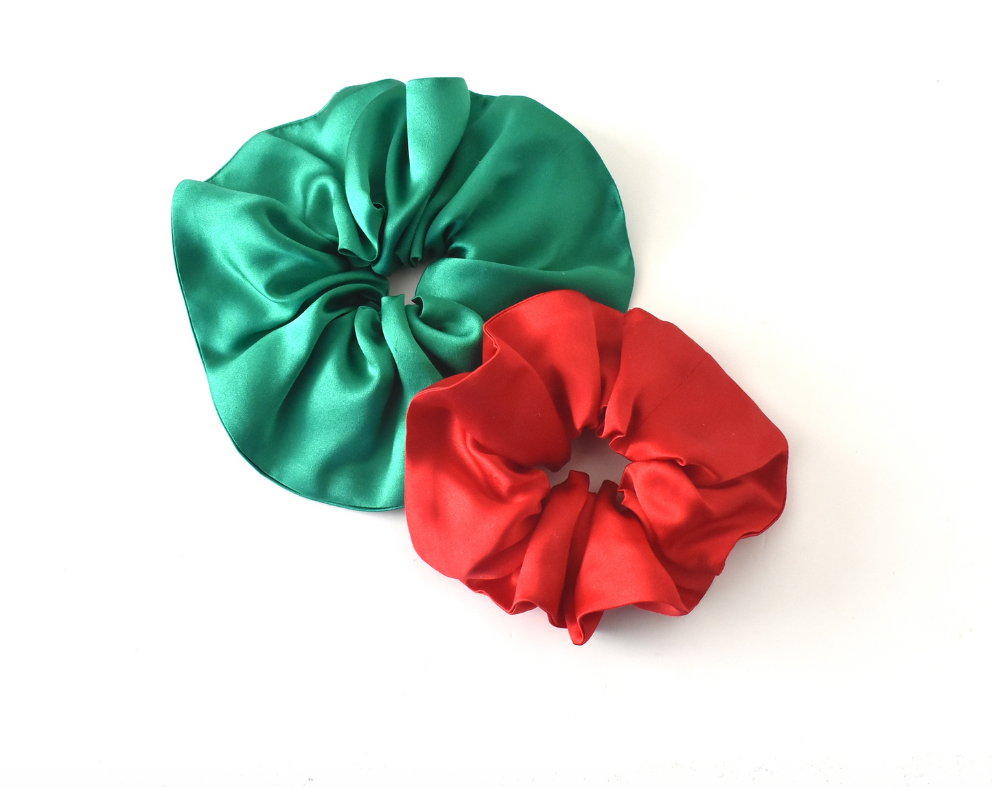 Christmas Scrunchie in Red & Green Mulberry Silk (mini or maxi size)