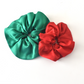 Christmas Scrunchie in Red & Green Mulberry Silk (mini or maxi size)