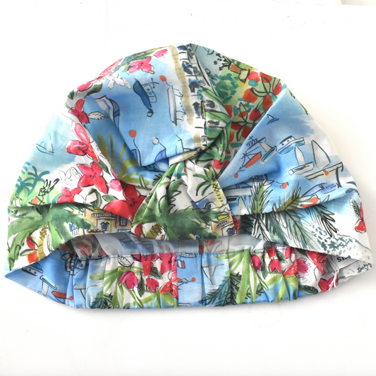 Salty Sea Knot - Swimming Cap Topper - Swim Turban in Liberty Capavista print