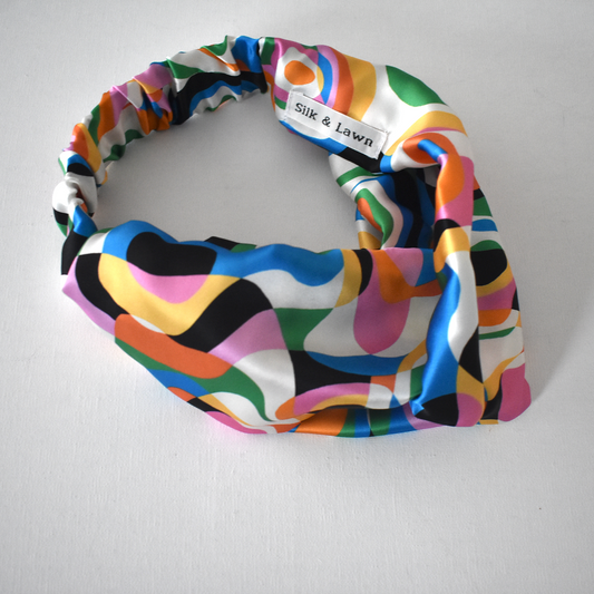 Silk Twisted Turban hairband and neck scarf in Liberty of London Pucci - 100% Belgravia Silk Satin