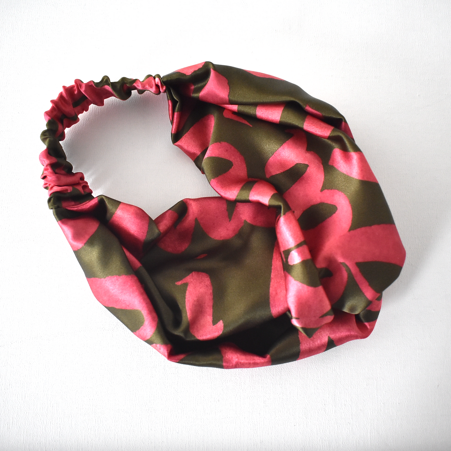 Silk Twisted Turban hairband and neck scarf in Hot Pink Liberty Love Words - 100% Belgravia Silk Satin