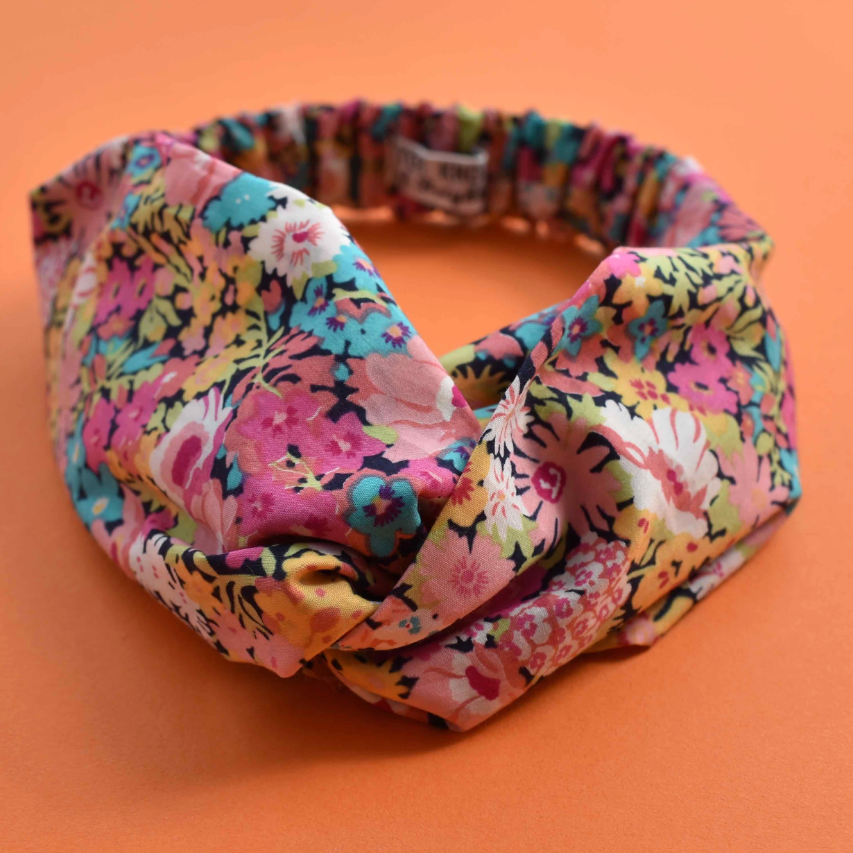 Ladies Twisted Turban Headband - Liberty Pink Thorpe - Floral print - Silk & Lawn