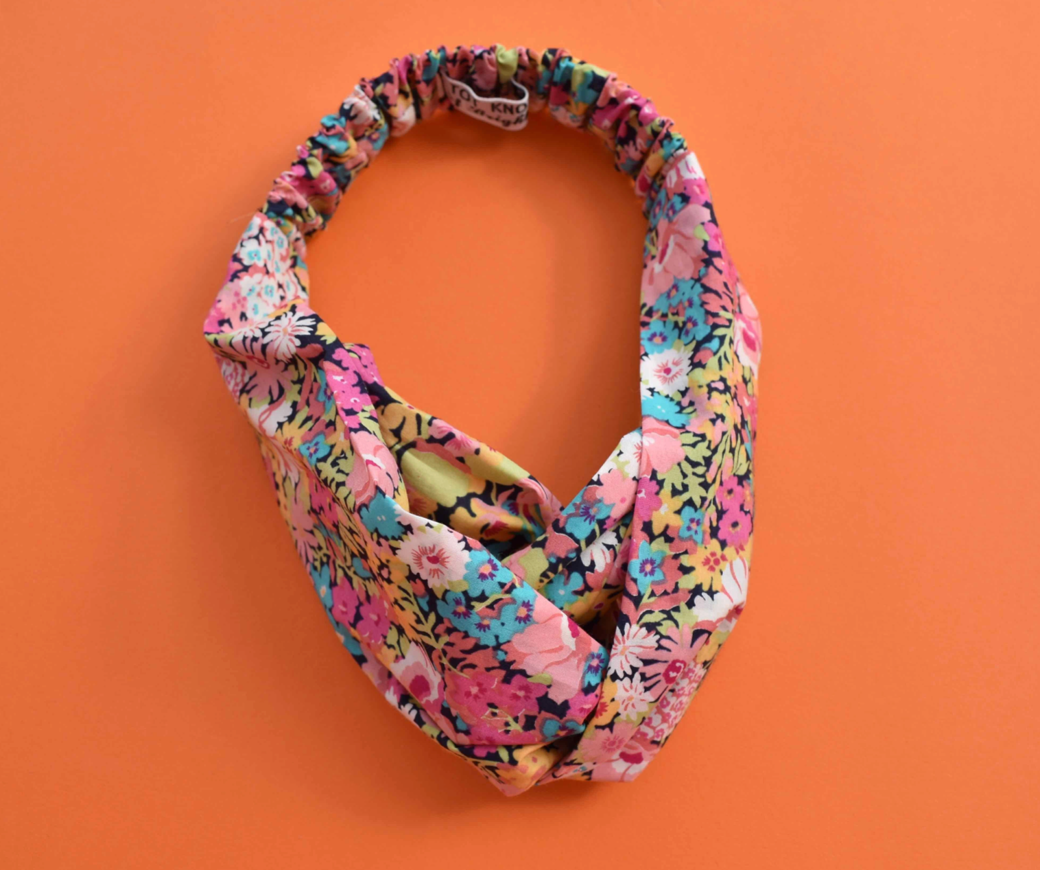 Ladies Twisted Turban Headband - Liberty Pink Thorpe - Floral print - Silk & Lawn