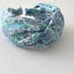 Ladies Knot or Twisted Alice band - Liberty of London Blue Elysian Lantana print (cotton & wool blend) (TWISTED) - Silk & Lawn