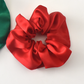 Christmas Scrunchie in Red & Green Mulberry Silk (mini or maxi size)