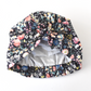 Ladies Turban Hat - Liberty of London Jude's Garden floral on black - Silk & Lawn