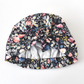 Ladies Turban Hat - Liberty of London Jude's Garden floral on black - Silk & Lawn