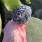 Ladies Turban Hat - Liberty of London Jude's Garden floral on black - Silk & Lawn