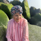 Ladies Turban Hat - Liberty of London Jude's Garden floral on black - Silk & Lawn