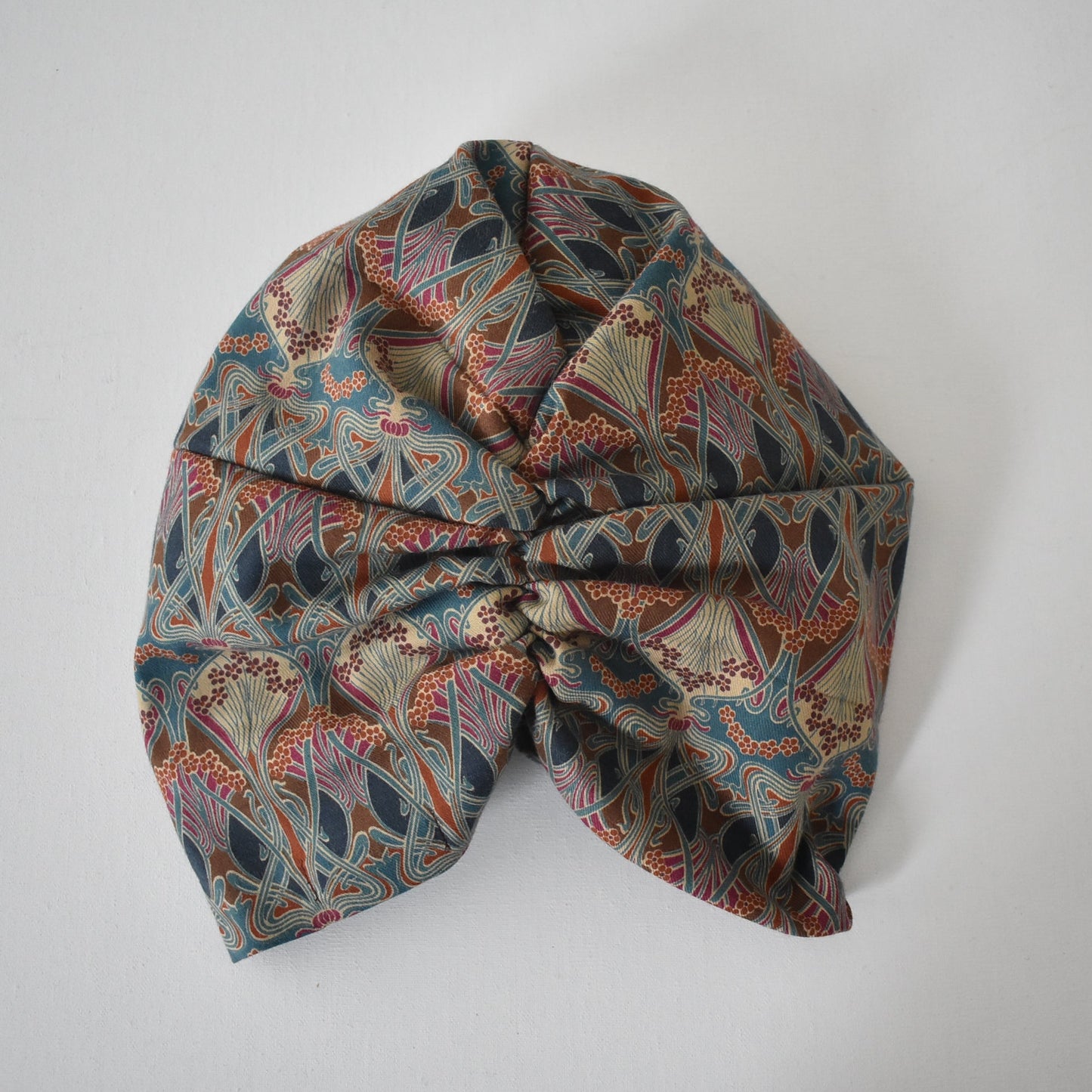 Little Susan Turban Hat in Ilanthe William Morris Liberty print in Lantana (cotton & wool blend)