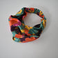 Silk Twisted Turban hairband and neck scarf in Liberty of London Bright Floral Silk Satin - 100% silk (MEDIUM) - Silk & Lawn