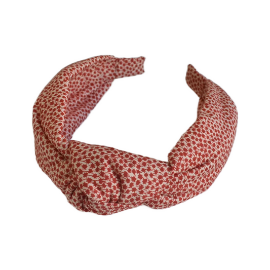 Twisted or Knot Alice band in Red Marco Ditsy Liberty of London Tana Lawn cotton