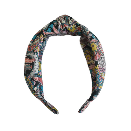 Twisted or Knot Alice band in Pink Pineapple Liberty of London Tana Lawn cotton