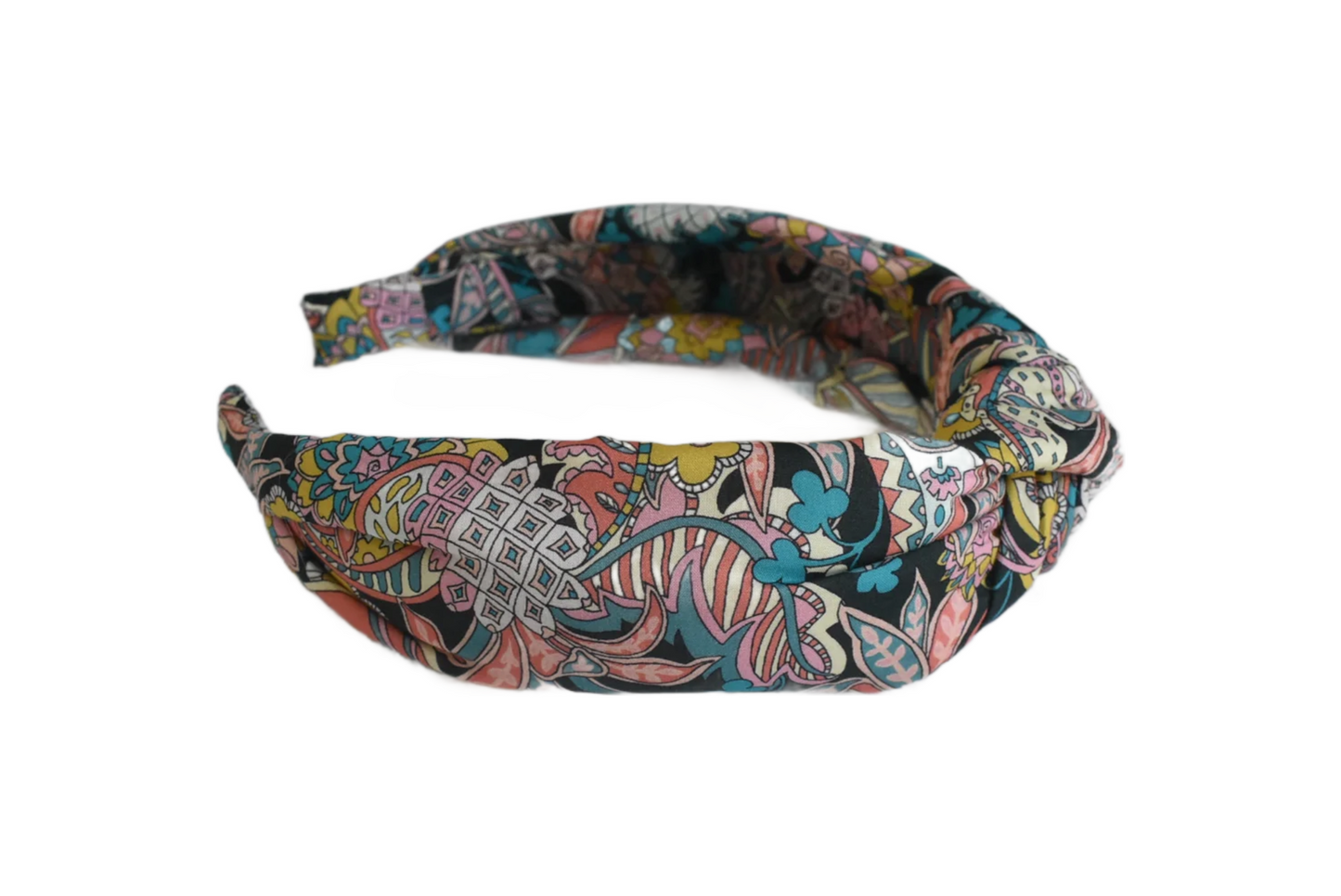 Twisted or Knot Alice band in Pink Pineapple Liberty of London Tana Lawn cotton - Silk & Lawn