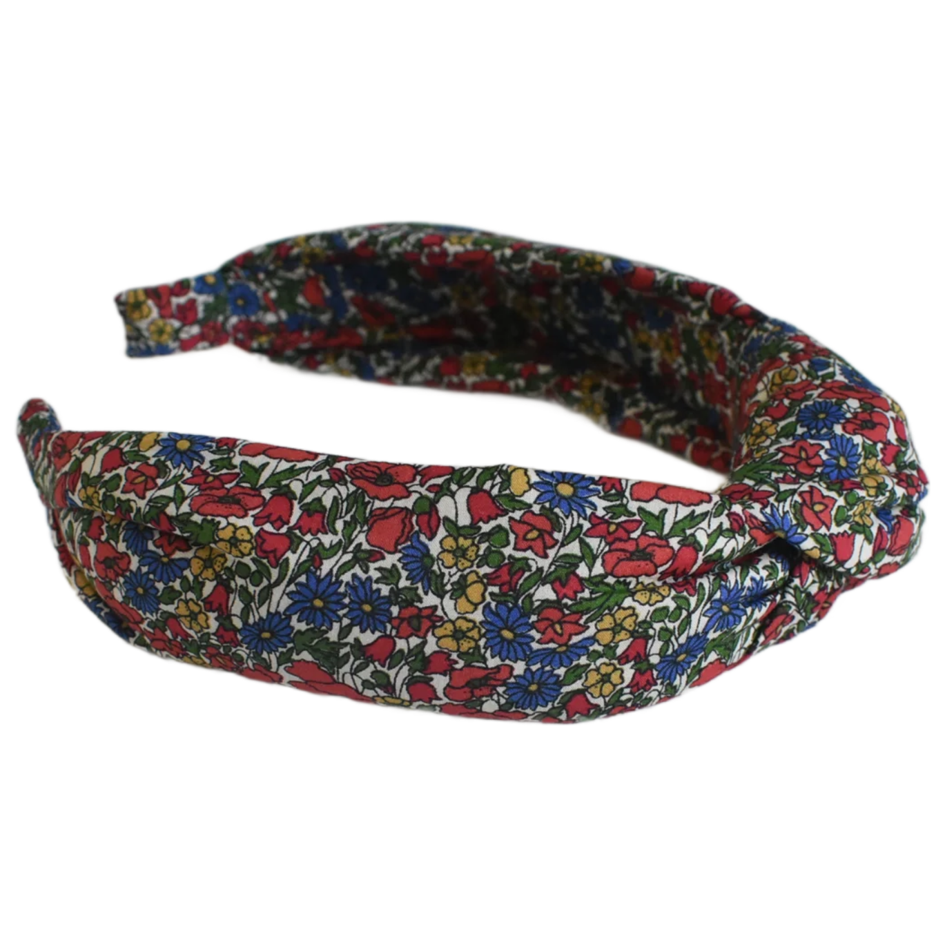 Twisted or Knot Alice band in Red Poppy & Daisy floral Liberty of London Tana Lawn cotton - Silk & Lawn