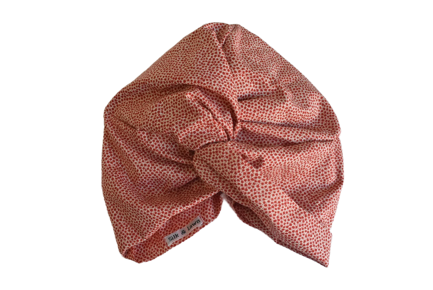 Little Susan Turban Hat -Liberty Red Marco ditsy print - Silk & Lawn